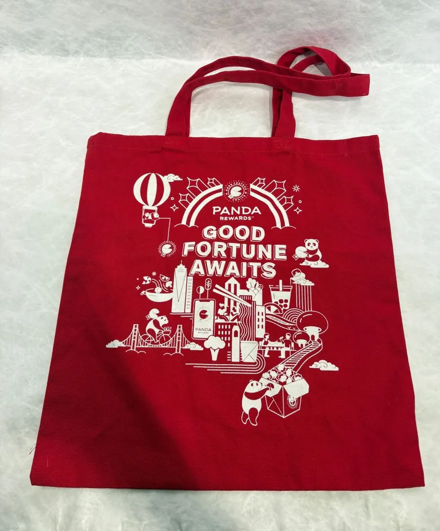 Panda Express Panda Rewards Good Fortune Awaits Red Cotton Canvas Tote Bag