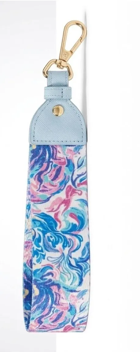 Lilly Pulitzer Printed Fabric Wristlet Strap or Keychain with Gold Hardware