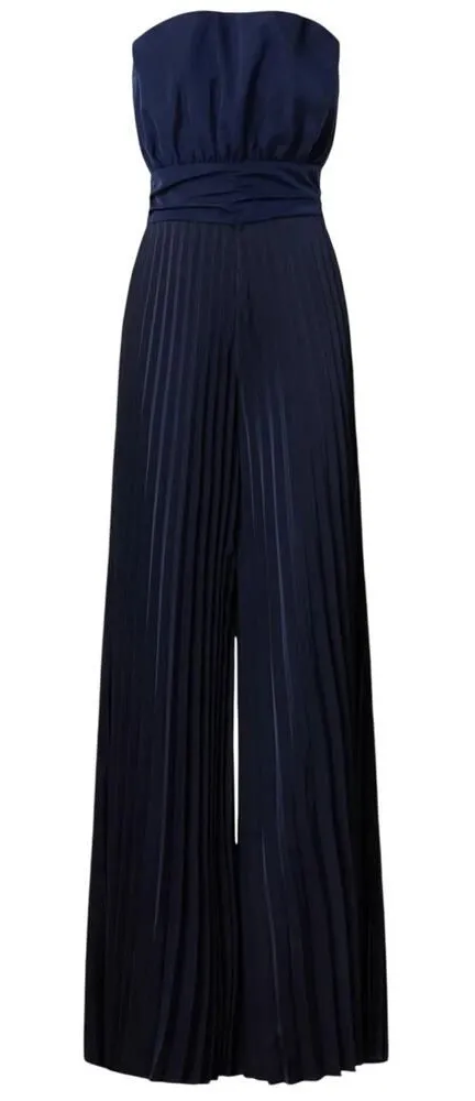 One33 Social Strapless Pleated Jumpsuit in Blue, Size US 4 Blue