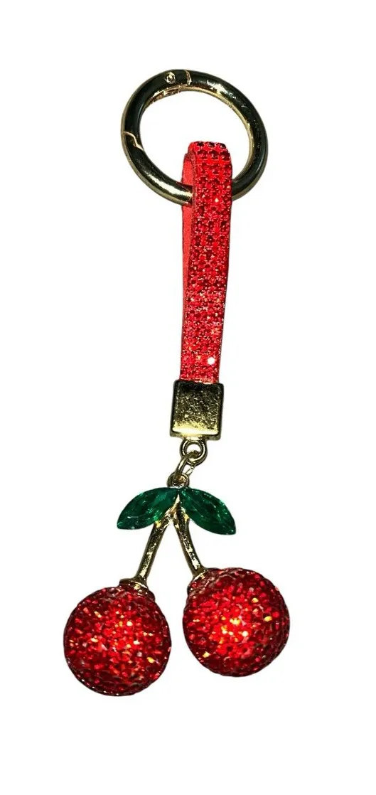 Red Cherry Crystal Keychain Wristlet