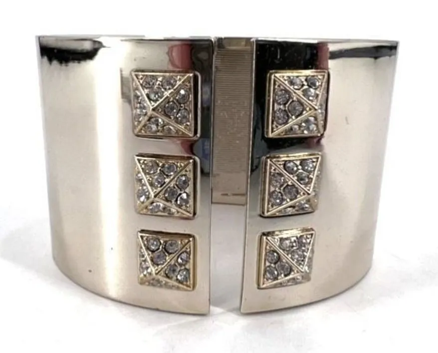 Victoria's Secret Scandalous Hinged Gold Tone Rhinestone Cuff Bangle Bracelet