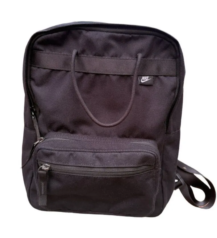 Nike Black Backpack with Front Pocket and Adjustable Straps