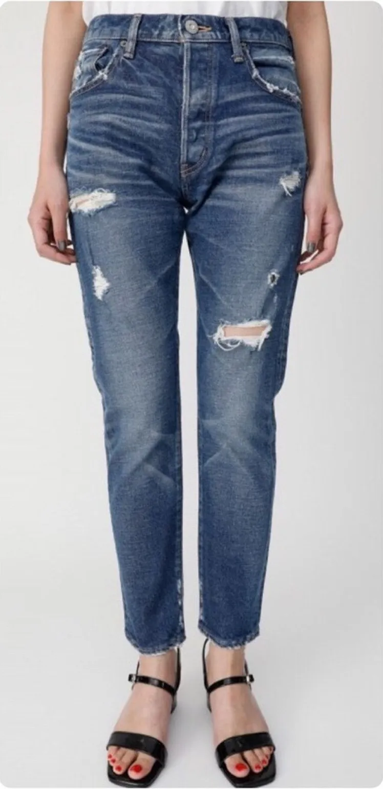 MOUSSY Vintage Japan MVS Shell Taper High Rise Distressed Blue Size 26