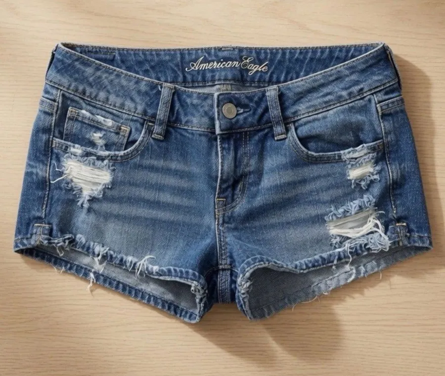 American Eagle Women’s Distressed Denim Shorts Size 4 Medium Wash