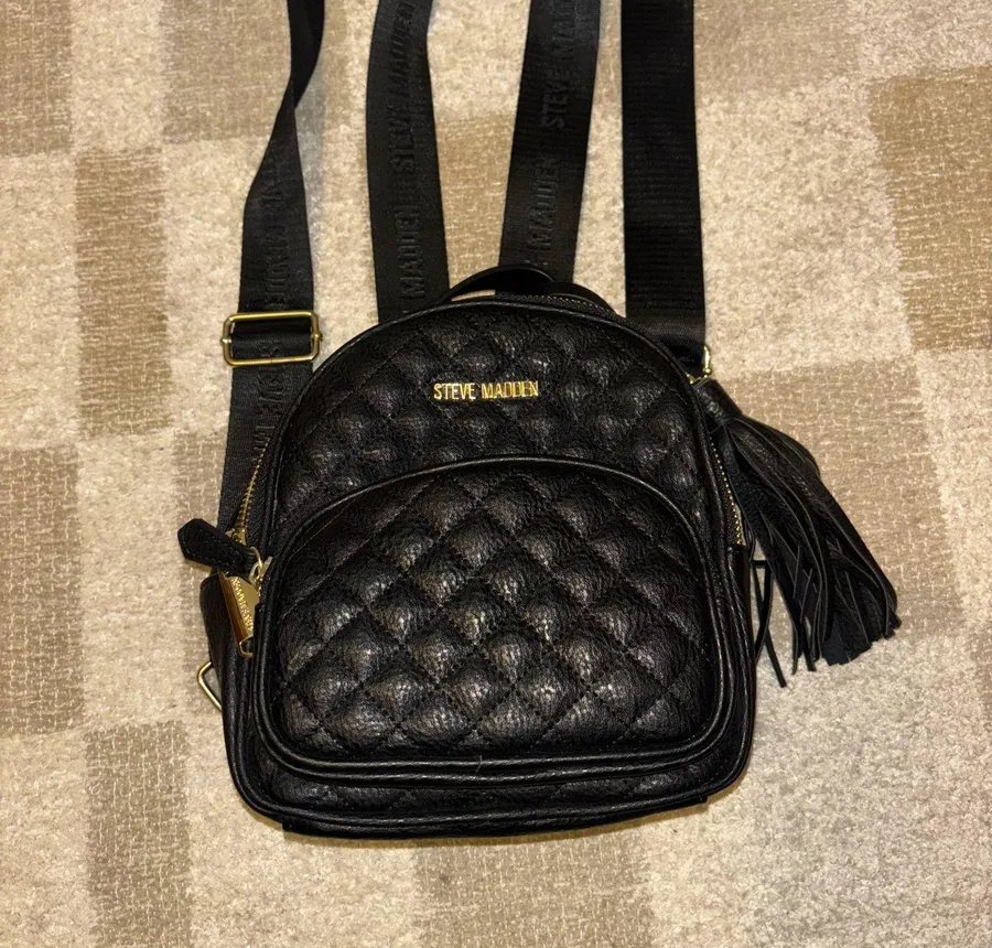 Steve Madden Quilted Black Backpack Mini