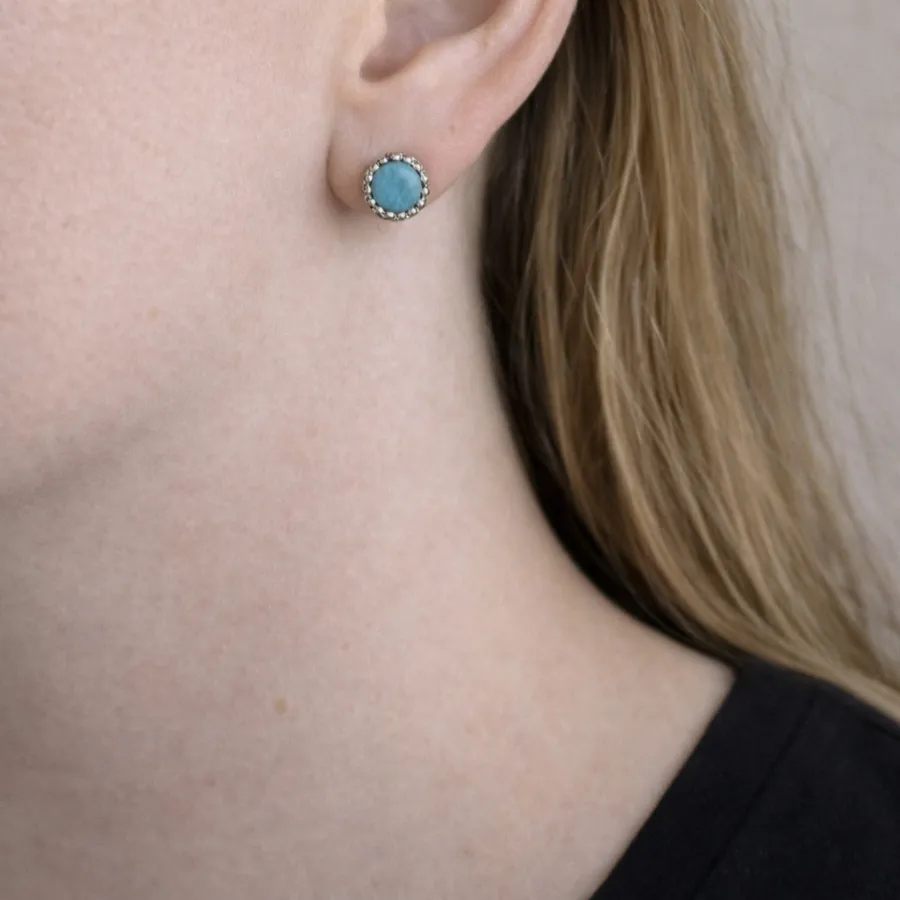 Elegant Turquoise Stud Earrings Blue