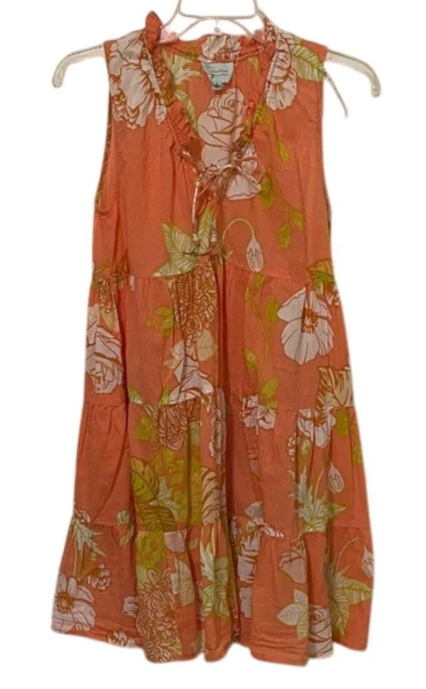 True Destinations Coral Floral Swimsuit Cover Up Womens Size Small Beach Orange