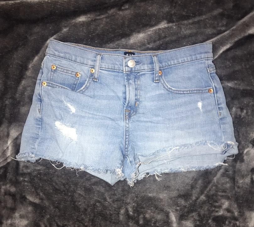 mid rise denim shorts