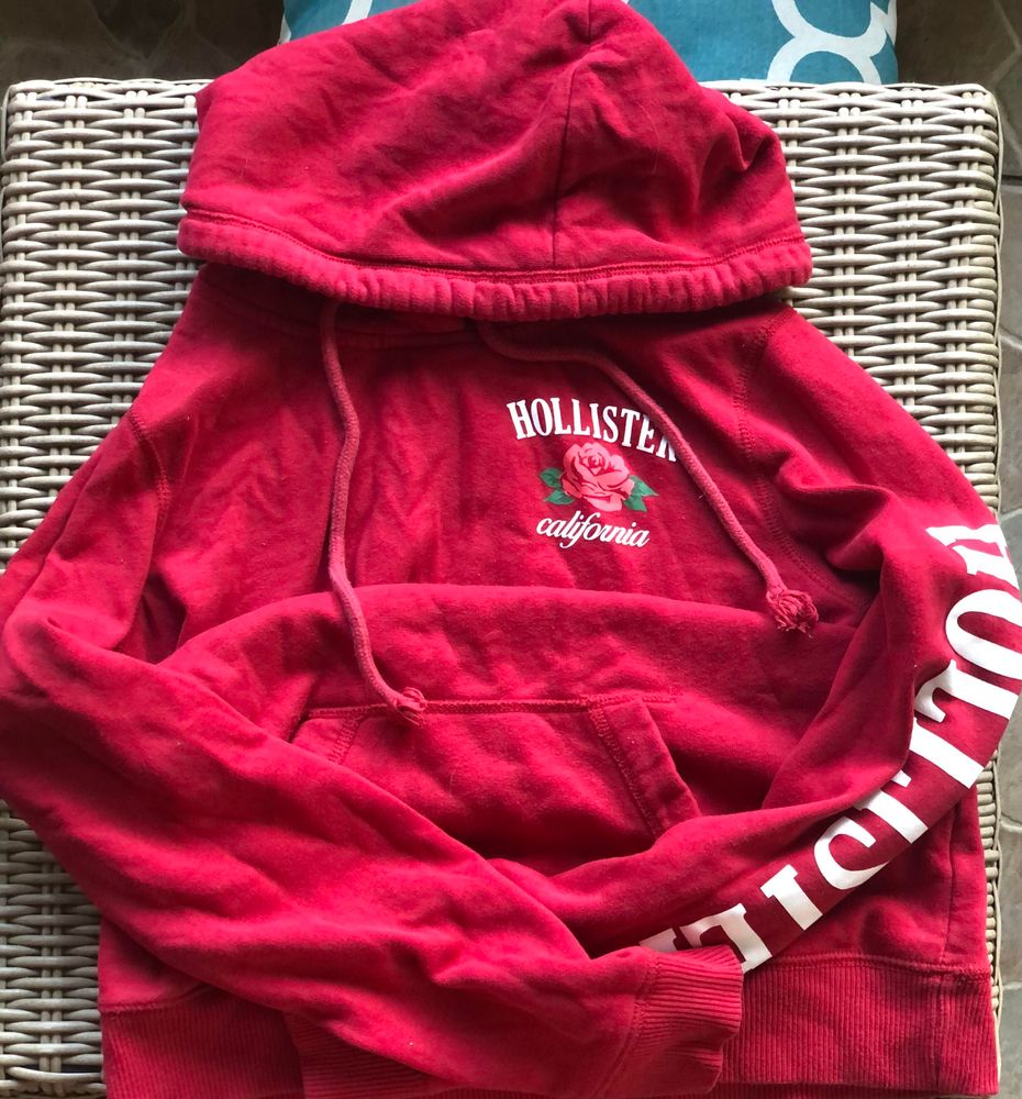 hollister red rose hoodie