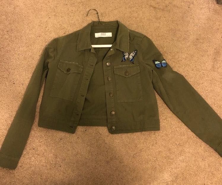 zara green cropped jacket