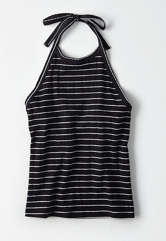 black and white striped halter top