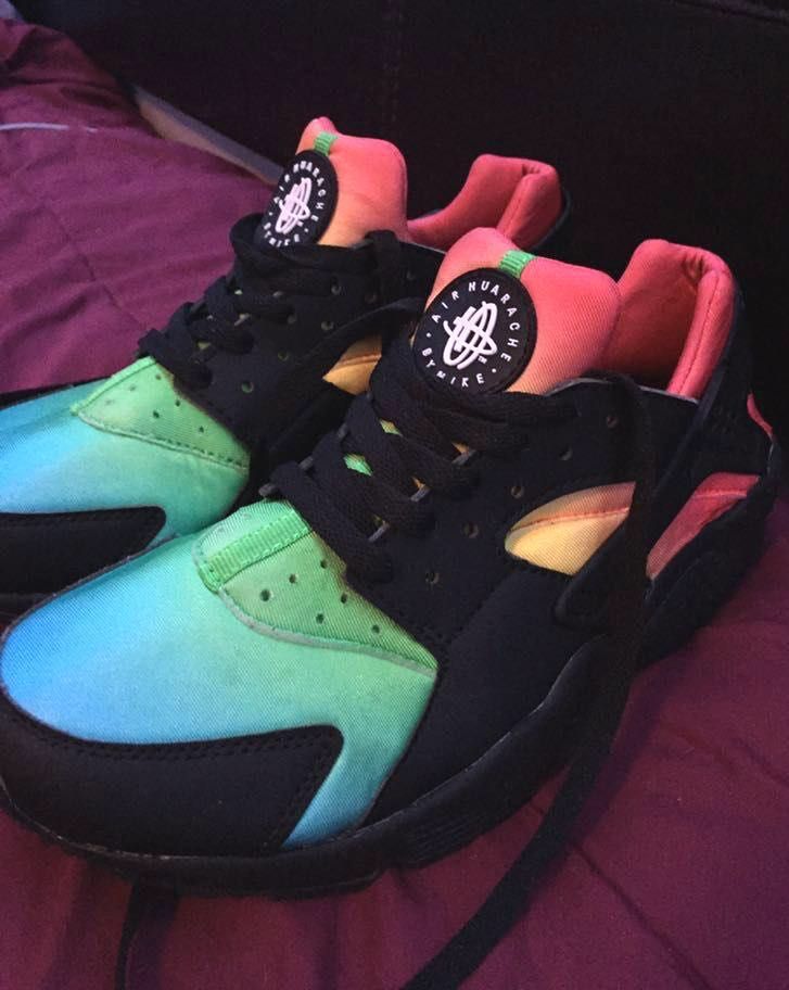 black and rainbow huaraches