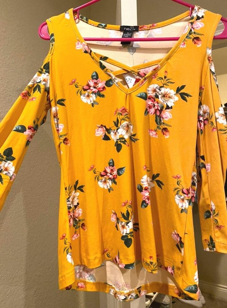 yellow floral long sleeve top