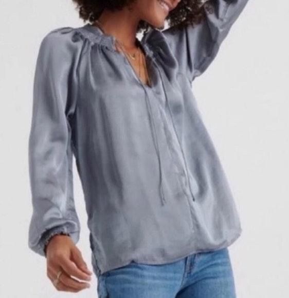 silver satin blouse