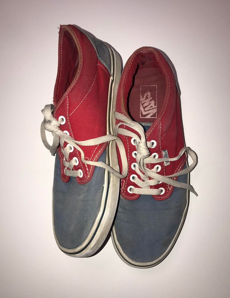 red lace up vans