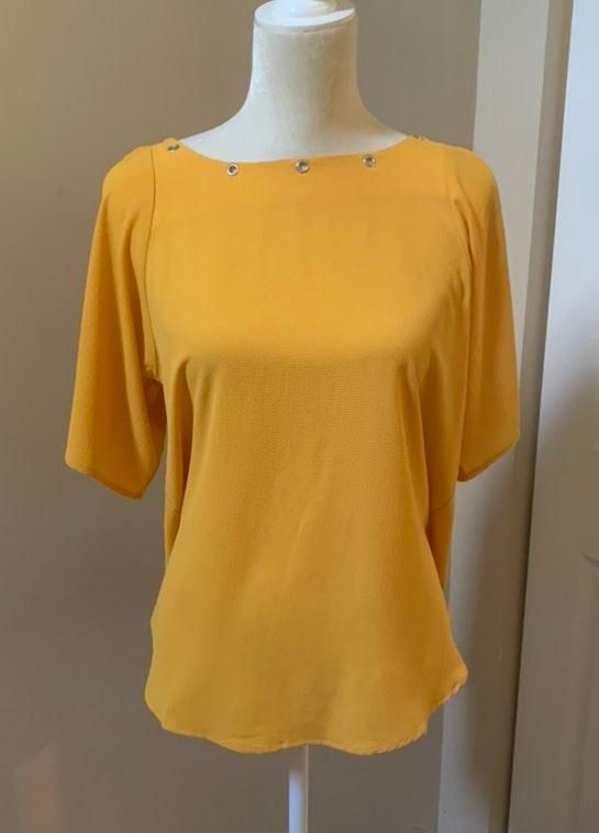 mustard yellow blouse