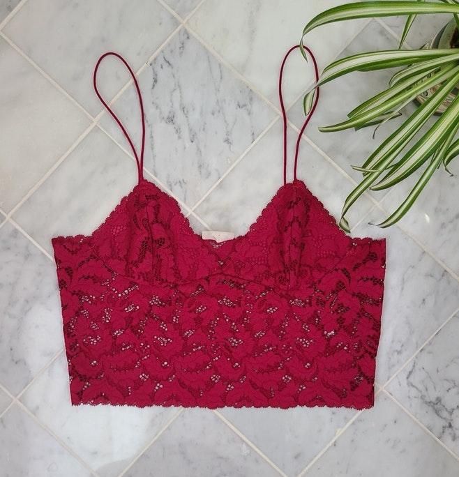 red bralette crop top