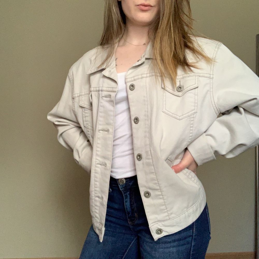 cream colored jean jacket