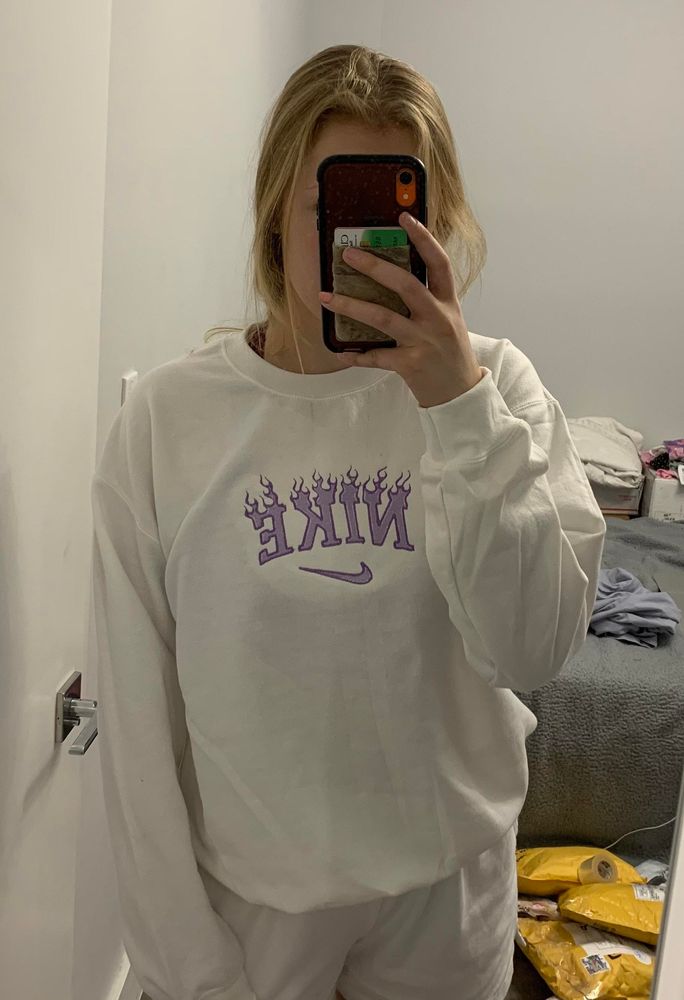 purple nike crewneck