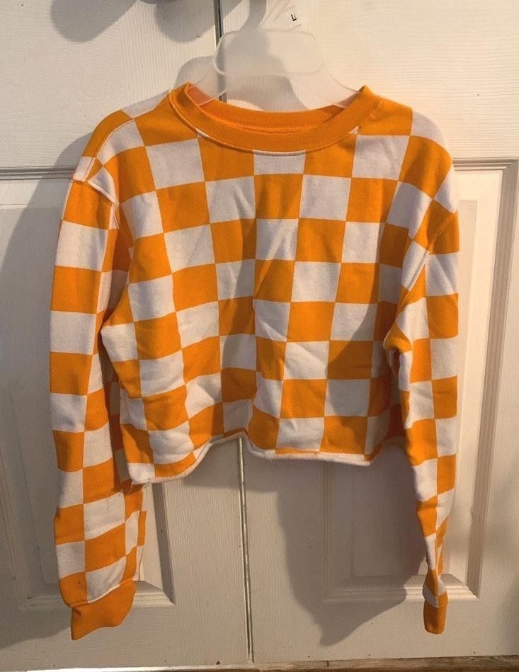 yellow checkered cropped hoodie