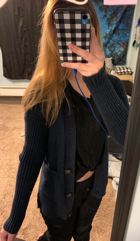 blue hollister cardigan