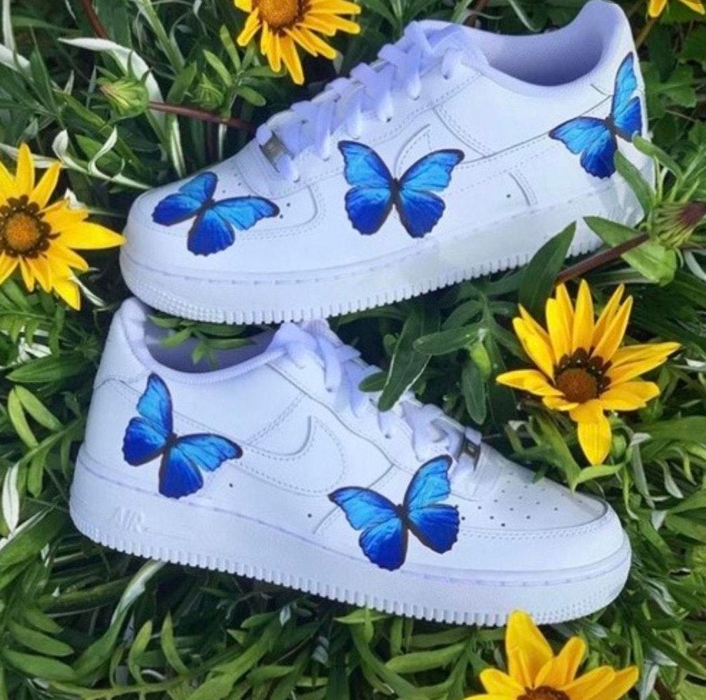 blue butterfly air force 1s