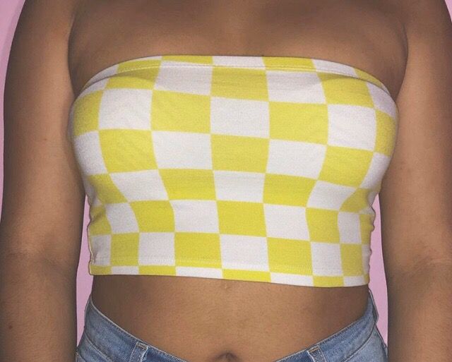 yellow checkered tube top