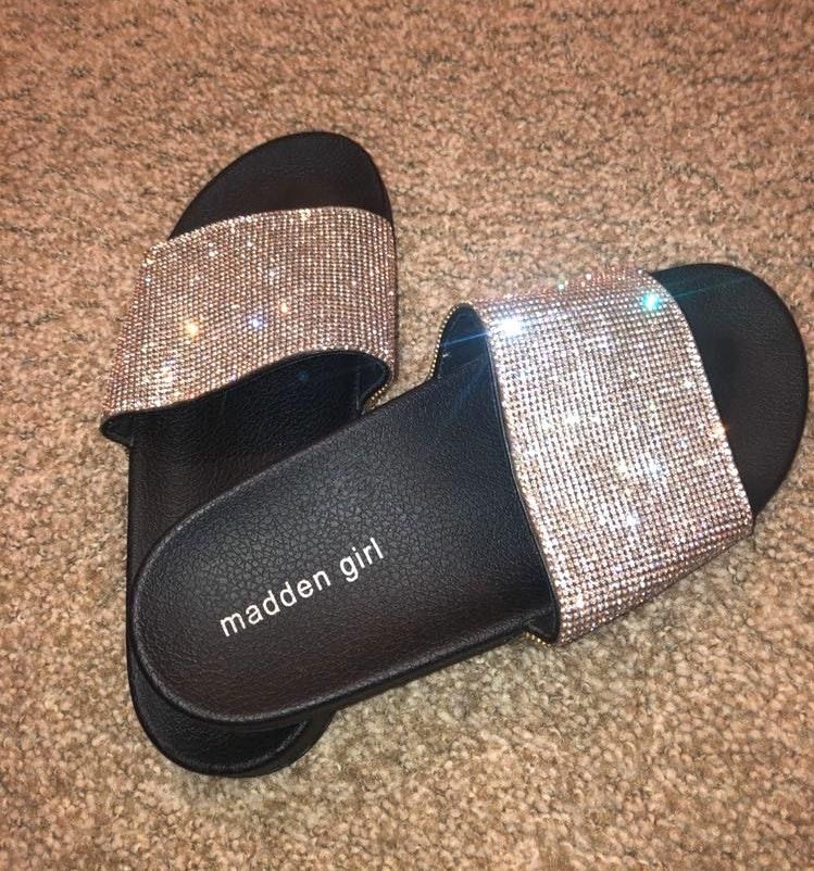 madden girl sparkly slides