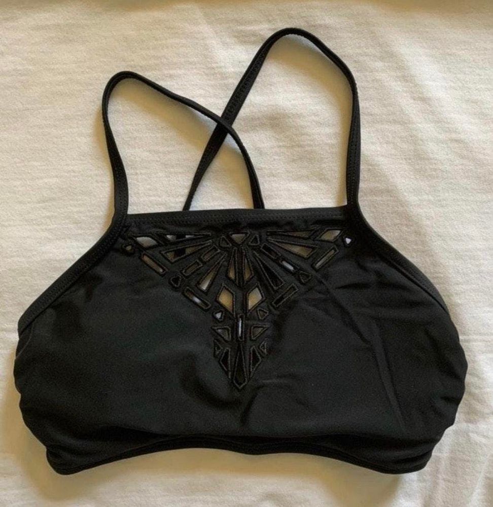 black halter neck bikini top