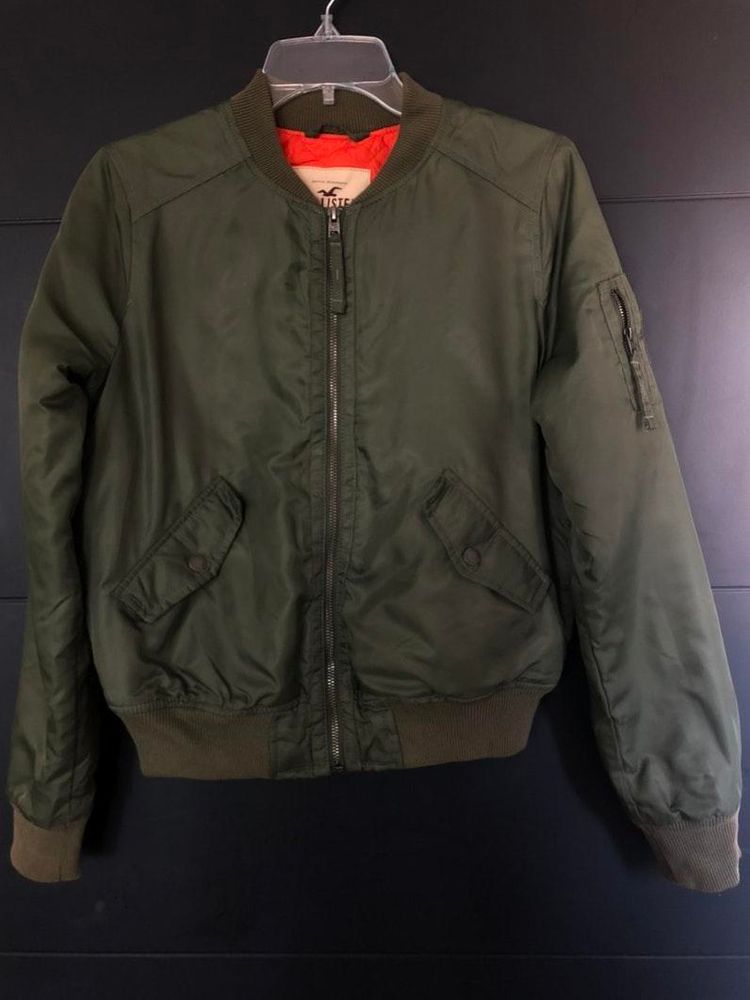 hollister green bomber jacket