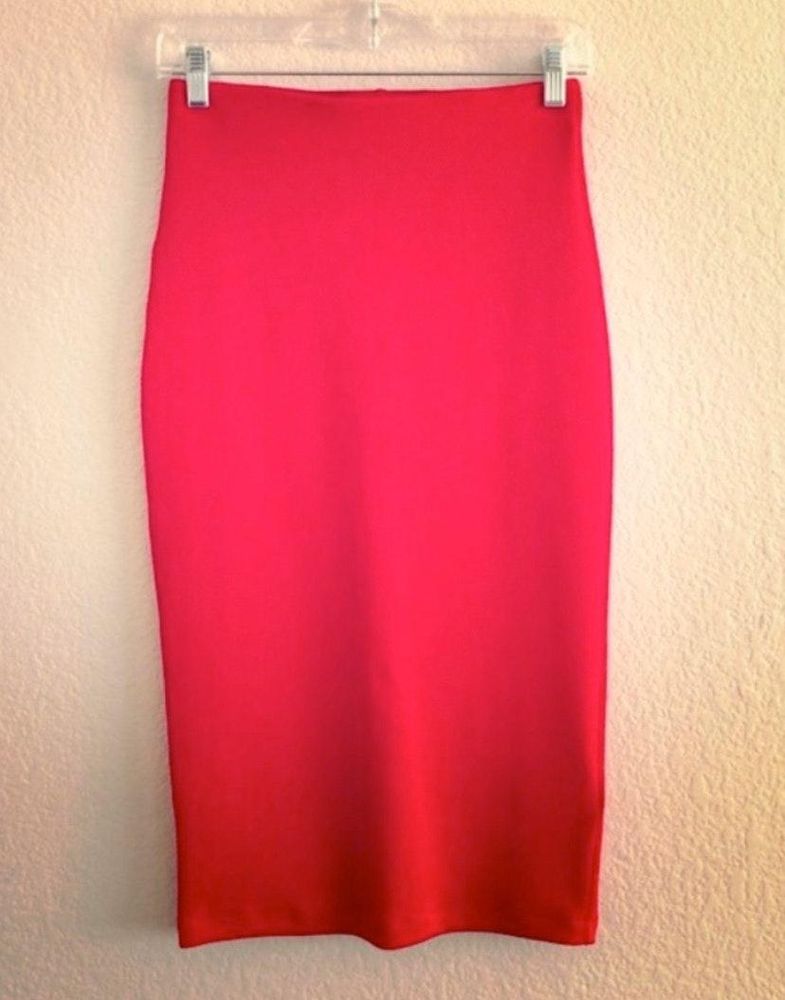 midi pencil skirt in red