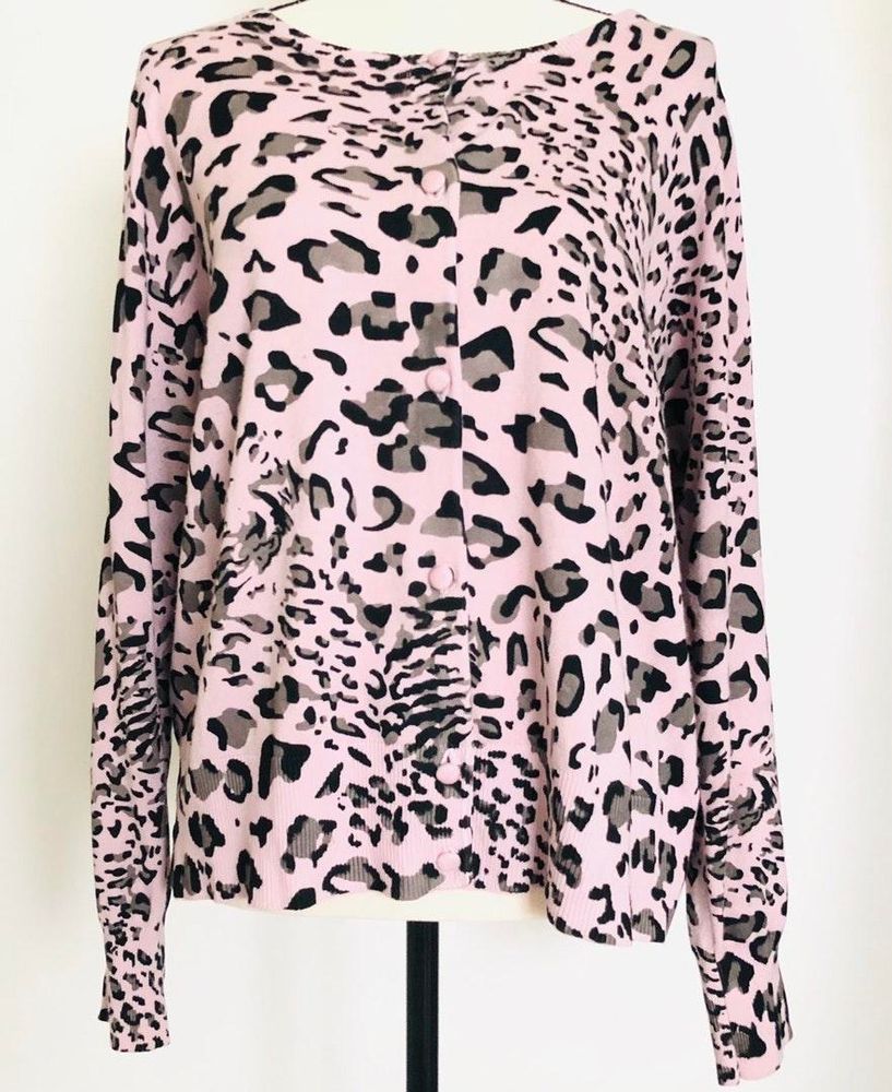 pink cheetah print cardigan