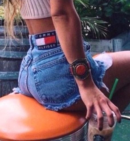 tommy hilfiger high waisted denim shorts