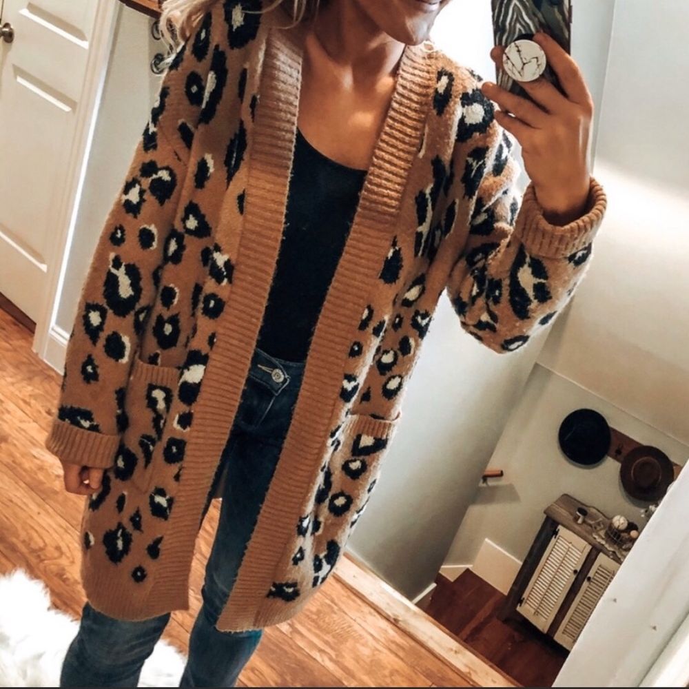 cheetah duster cardigan