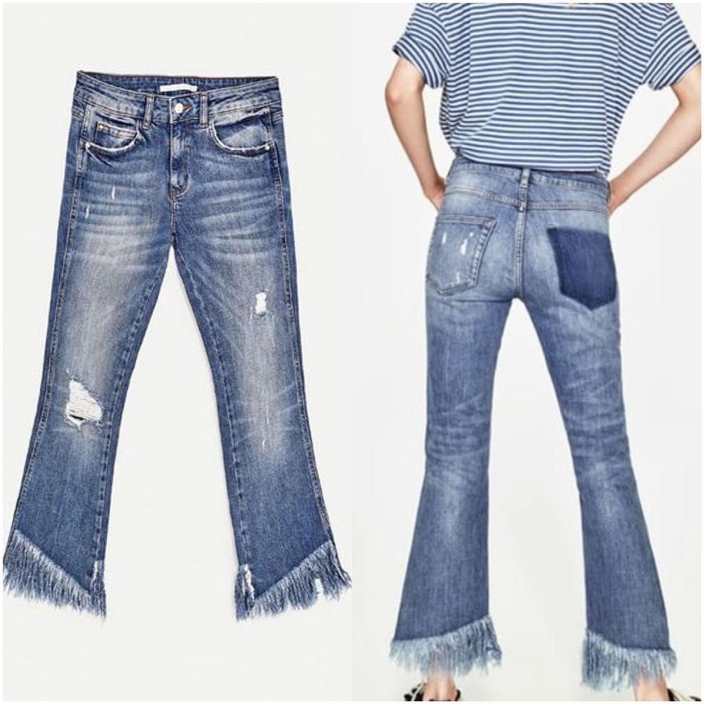 zara frayed raw hem jeans