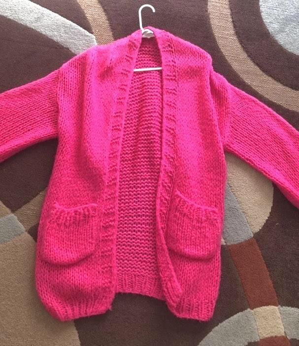 bright pink chunky cardigan