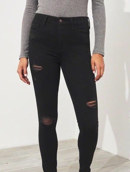 black ripped jeans from hollister