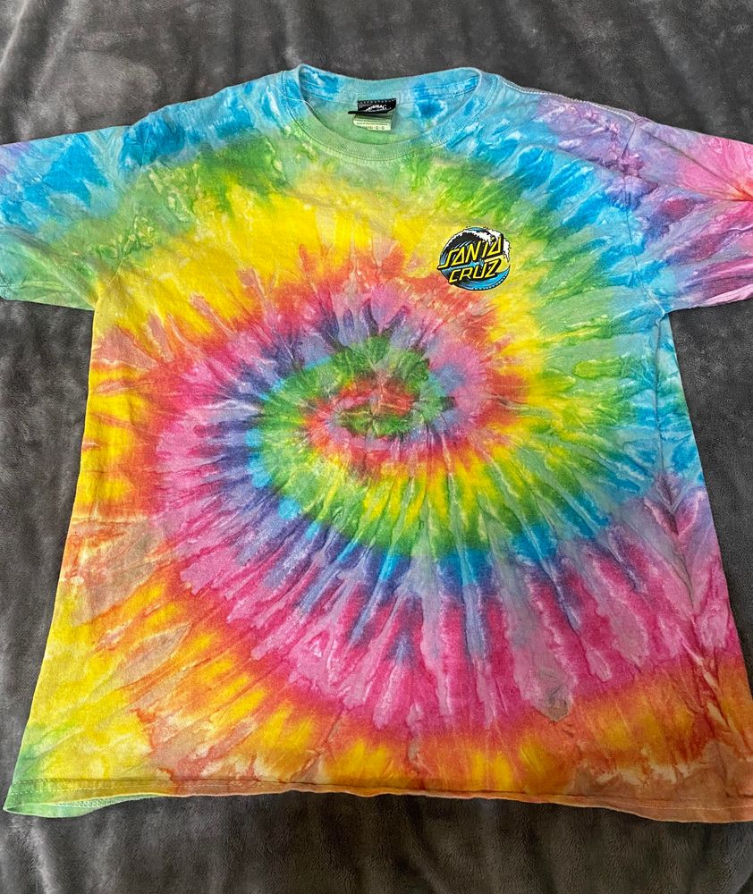 red tie dye santa cruz shirt