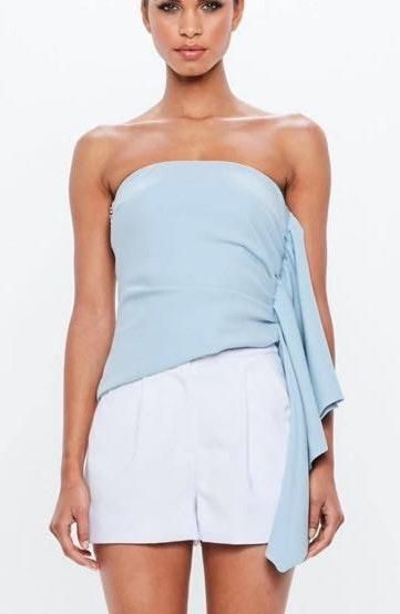 strapless ruffle top
