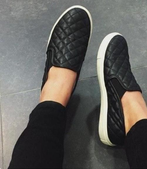 steve madden black slip ons