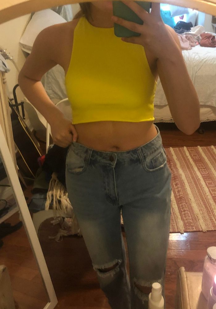 neon yellow halter top