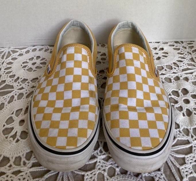 yellow white checkered vans
