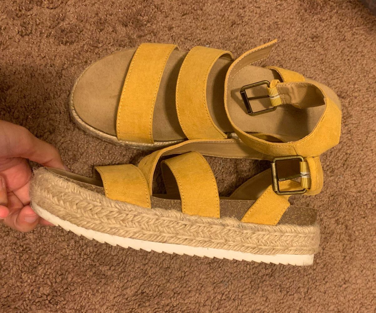 yellow platform sandals