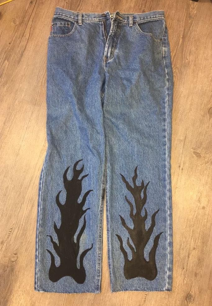 Bugle Boy Jeans Hand Painted Flame Jeans Curtsy