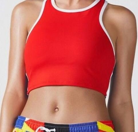 red bra crop top