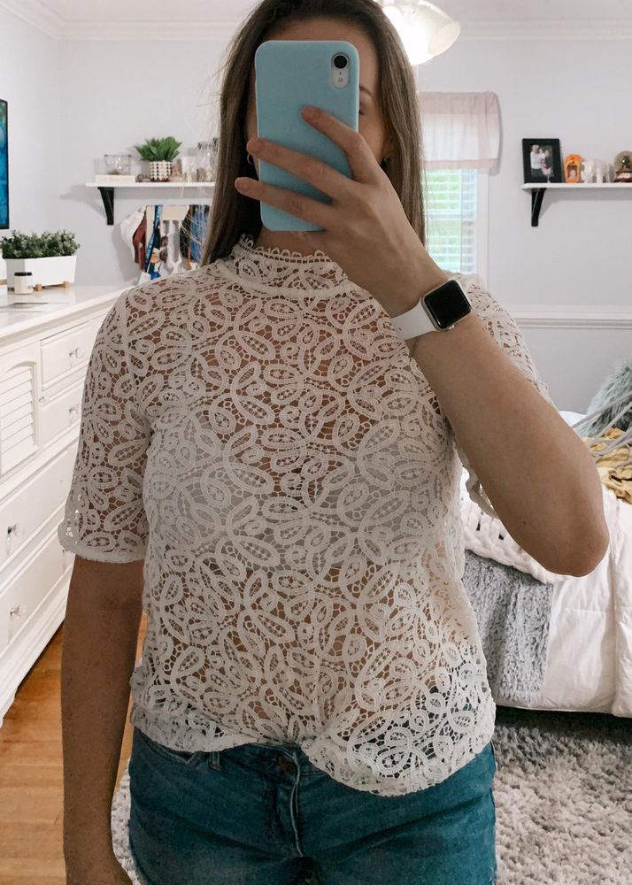 loft white lace top