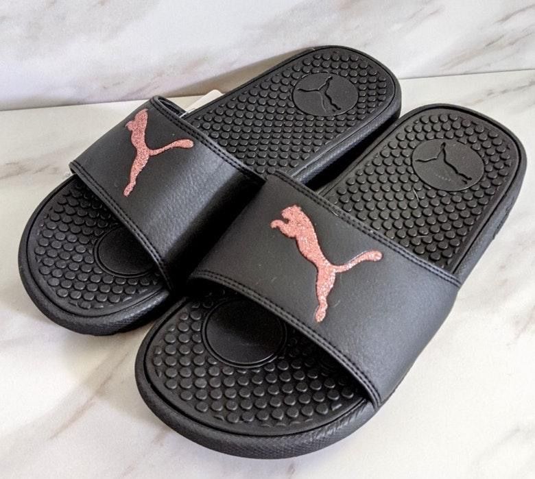 puma glitter slides