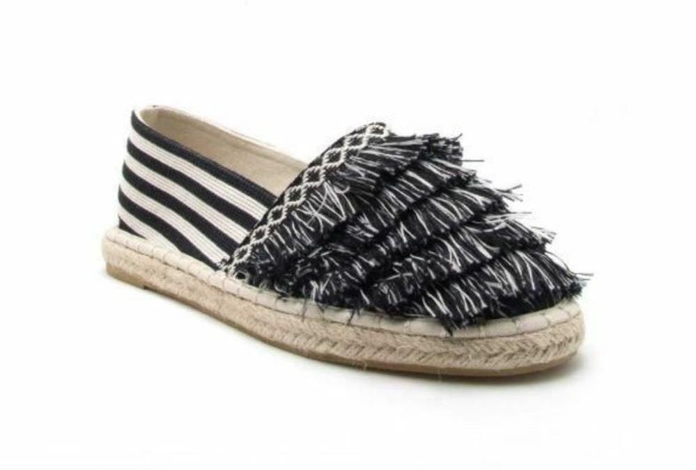 black and white striped espadrilles