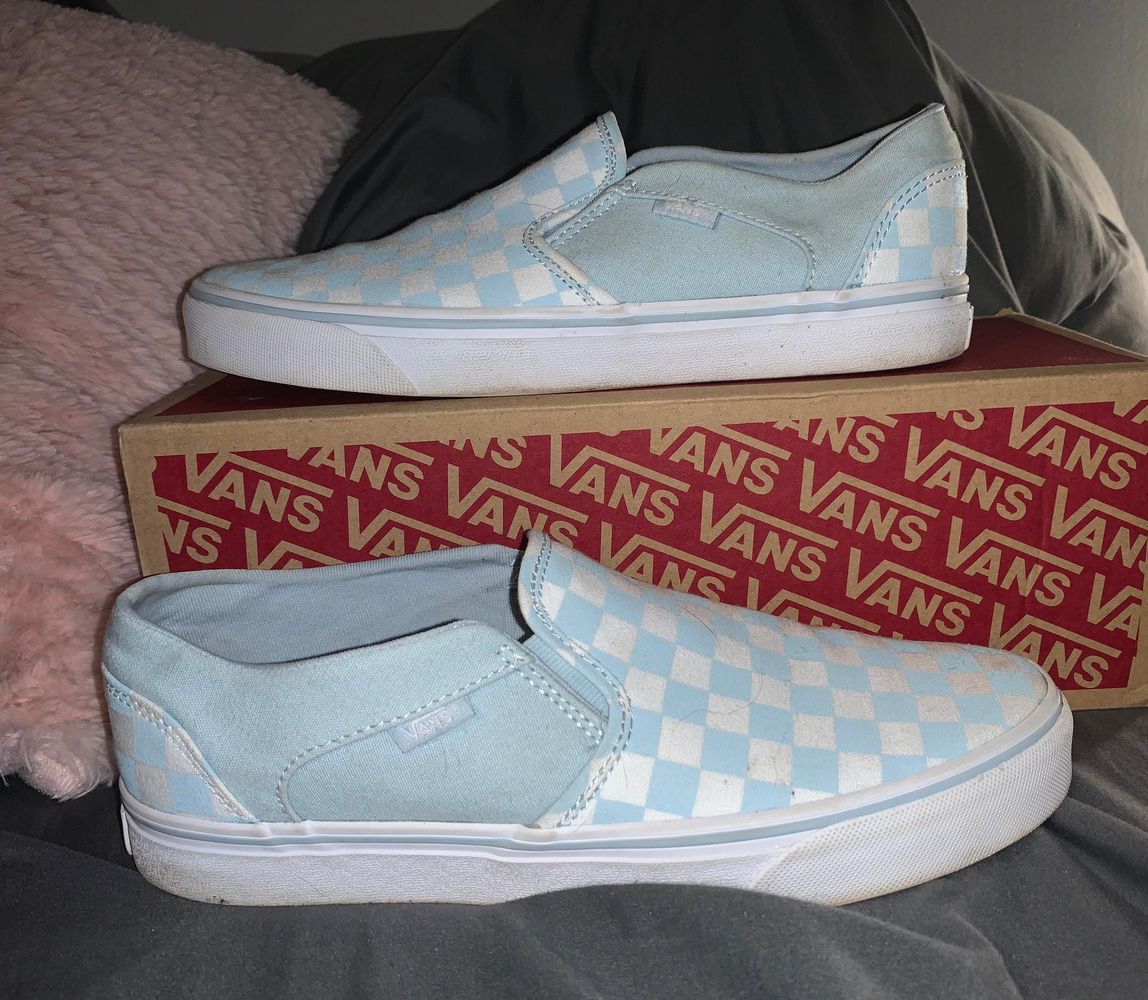 vans baby blue checkered