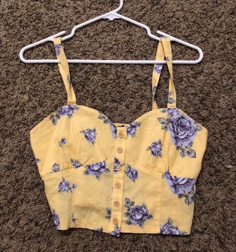 forever 21 yellow floral top